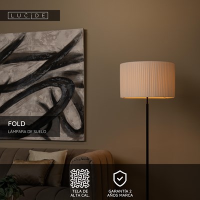 Lucide FOLD - Lámpara de suelo - Ø 45 cm - 1xE27 - Blanco